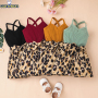 Conyson korean fashion Baby kids Girl summer Leopard sleeveless cool clothes stripe patchwork casual children wear clothing sets