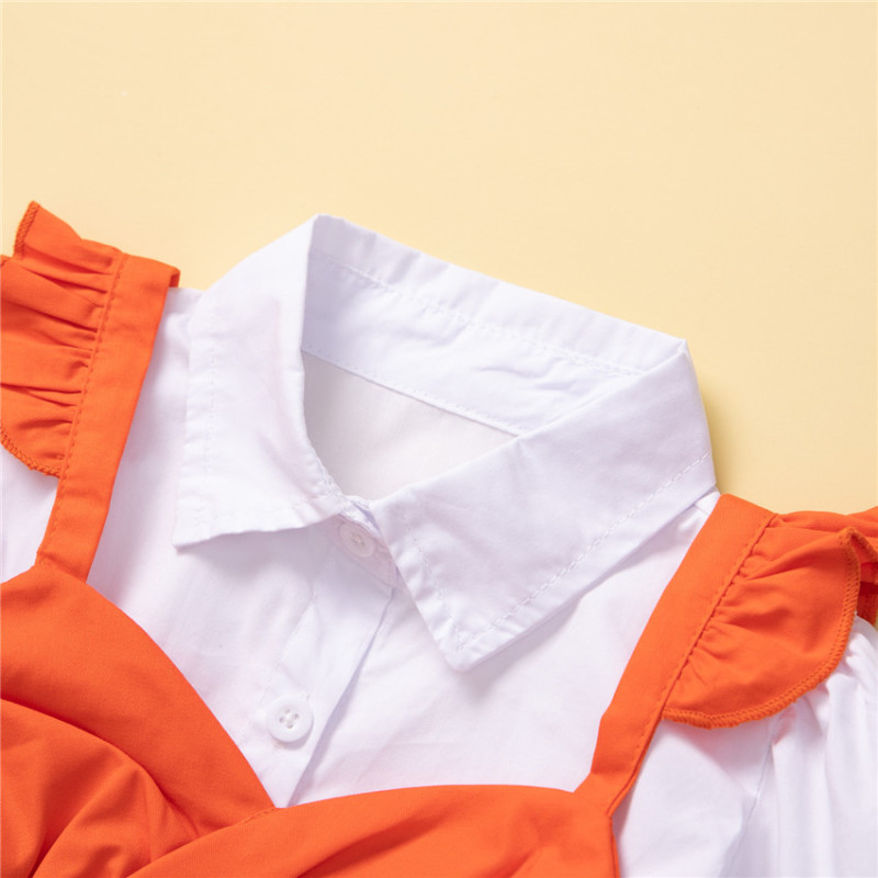 Conyson Wholesale New Trendy Market Blouse Long Sleeves Boutique Ruffle Korean Kids Wear 3 Pieces High Waist Summer Girls Sets