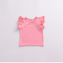 Conyson boutique Children's baby Korean kids Fashion pure color shirt fold shoulder wear Summer cute Girl clothing Tops T-shirt