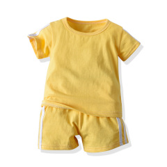 Conyson wholesale Custom Summer Children's Short-Sleeved Pullover Stationary Multi-Color Two-Piece Children's Clothing Kids Set