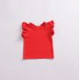 Conyson boutique Children's baby Korean kids Fashion pure color shirt fold shoulder wear Summer cute Girl clothing Tops T-shirt