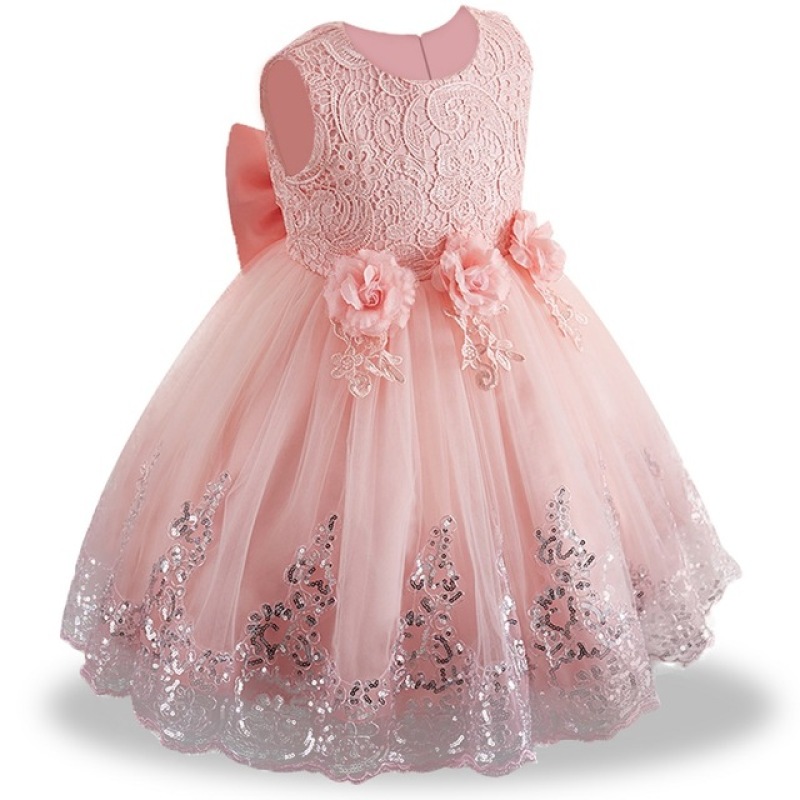 Vestido infantil de algodão estilo novo para casamento, aniversário e festa de aniversário. Lindo vestido de tule sem mangas para meninas.
