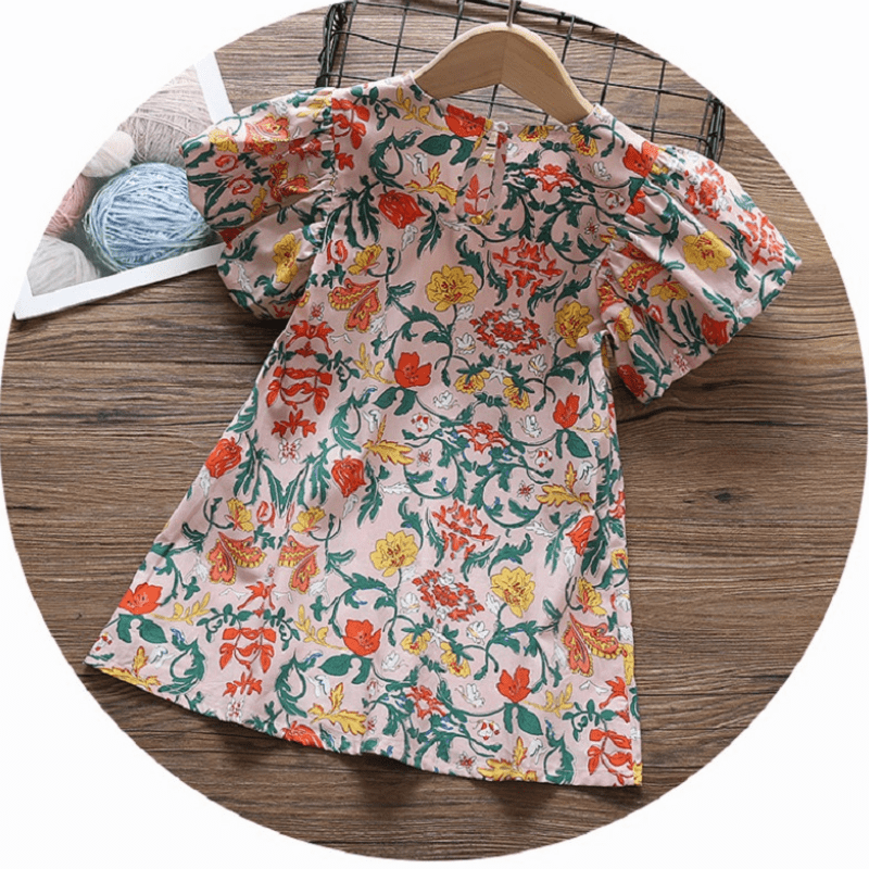 Conyson Baby Girl Princess Cotton Floral Dress Puff Sleeve Infant Toddler Girl Vintage Flower Vestido Pastoralism Baby Clothes