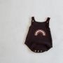 Conyson Wholesale High Quality Newborn Clothing Sleeveless Knit Jumpsuit 3 Colors Rainbow Cotton Baby Rompers