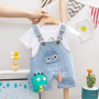 Boy Summer Clothes Customized 1-5 Years O-neck Cartoon Denim Overalls Clothes Boys Spring Clothing Jeans Sets