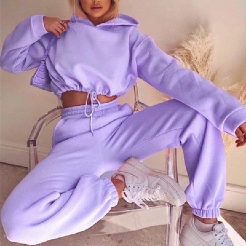 Hot Sale Custom Logo Long Sleeve Hat Top Fit Pants Autumn and Winter Sports Casual Women Clothing Gym Joggers And Hoodie Set