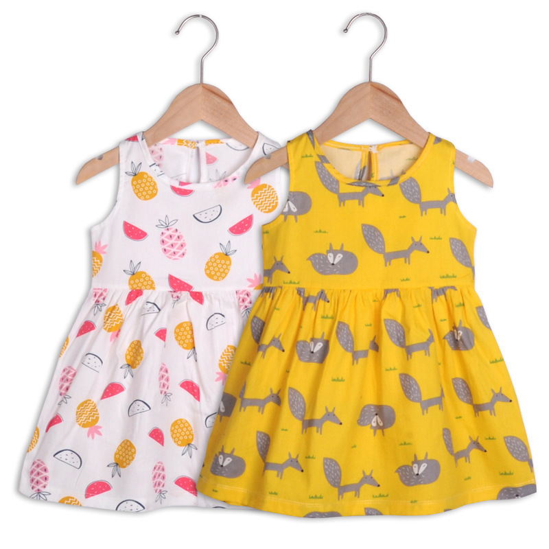 Pure Cotton Girls Skirt Baby Summer Little Girl Infant Baby Skirt Clothes Children'S One-Piece dress Sleeveless Baby Clothes