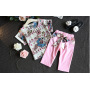 Flower Pattern New Design Boutique Toddler Kids Children Girls Clothes Summer Short Sleeve Suit Sets