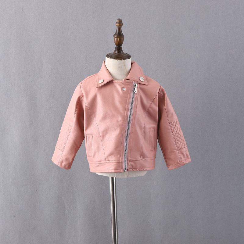 Conyson Hot Sale korea fashion boutique fall kids girls designers kid solid clothes PU leather winter clothing wholesale jacket