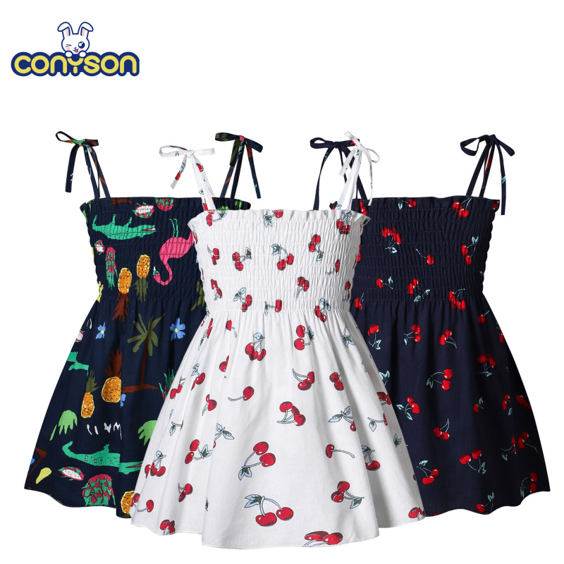 Conyson Sleeveless Girls Sweet Summer Kids Clothes lovely Princess skirt Kids Girls Printed Pompous Dress