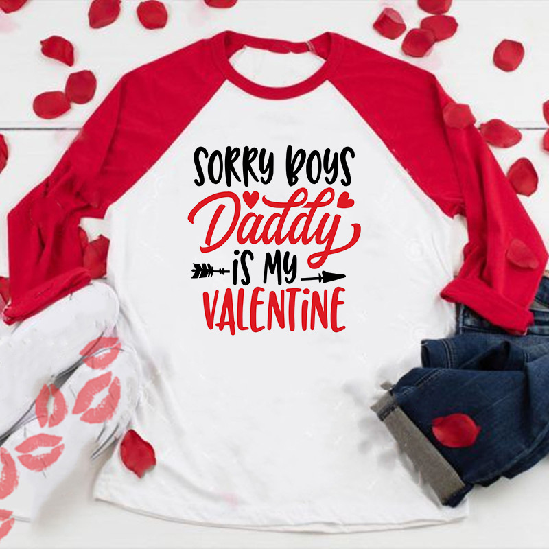 Conyson 2022 Daddy's Little Valentine Kids Girl Boys Clothing Tops Red Love Heart Long Sleeve Print Girls Blouses&Shirts Outfit