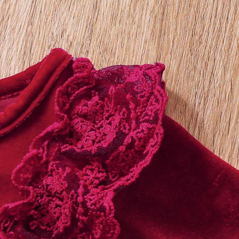 Conyson Princess Dress  England Style Children Skirt Hairband 2 Piece Double Ruffle Lovely Party Velvet Kids Dresses