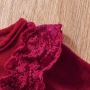 Conyson Princess Dress  England Style Children Skirt Hairband 2 Piece Double Ruffle Lovely Party Velvet Kids Dresses