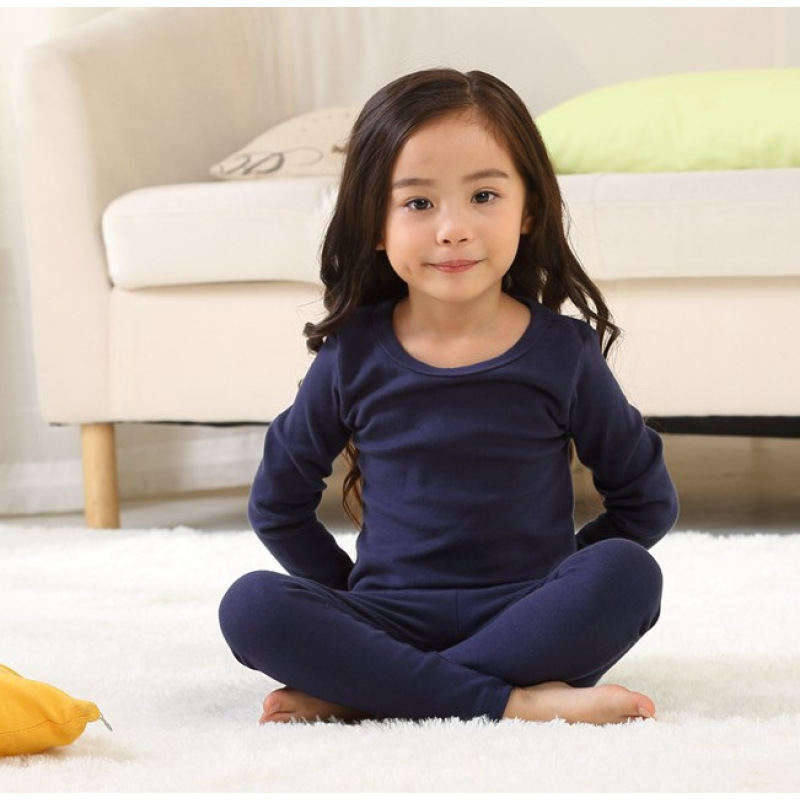 Customize Print Children Christmas Pajamas Thick Winter Cotton Knitted Girls' Sleepwear Kids Custom Blank Pajama Sets