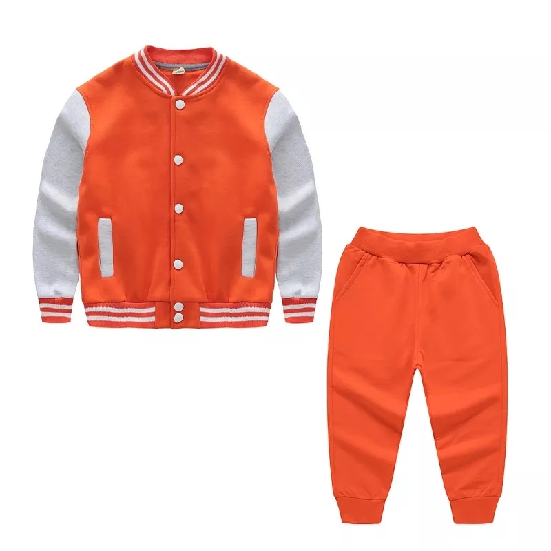 Conyson Outdoor Custom Logo Großhandel Kinder Baseballjacke Jogging Leder Ärmel Letterman Anzug