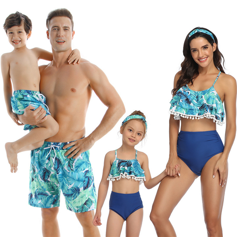 Conyson Custom Summer Family Couples Matching Outfit Dad Mom Baby Boys Girls Women Man 2pcs Kids Clothes Parent-child Swimsuit