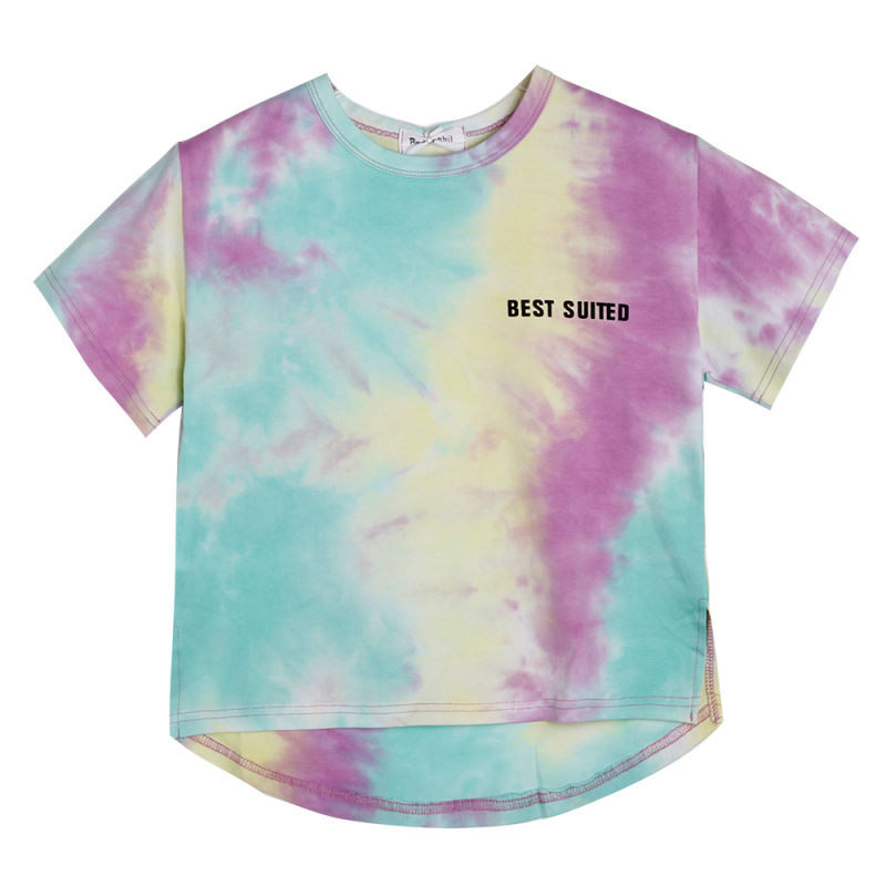 kids custom shirts children short sleeve tie dye gradual change letters boys baby cotton T-shirt summer fashion