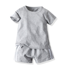 Conyson wholesale Custom Summer Children's Short-Sleeved Pullover Stationary Multi-Color Two-Piece Children's Clothing Kids Set