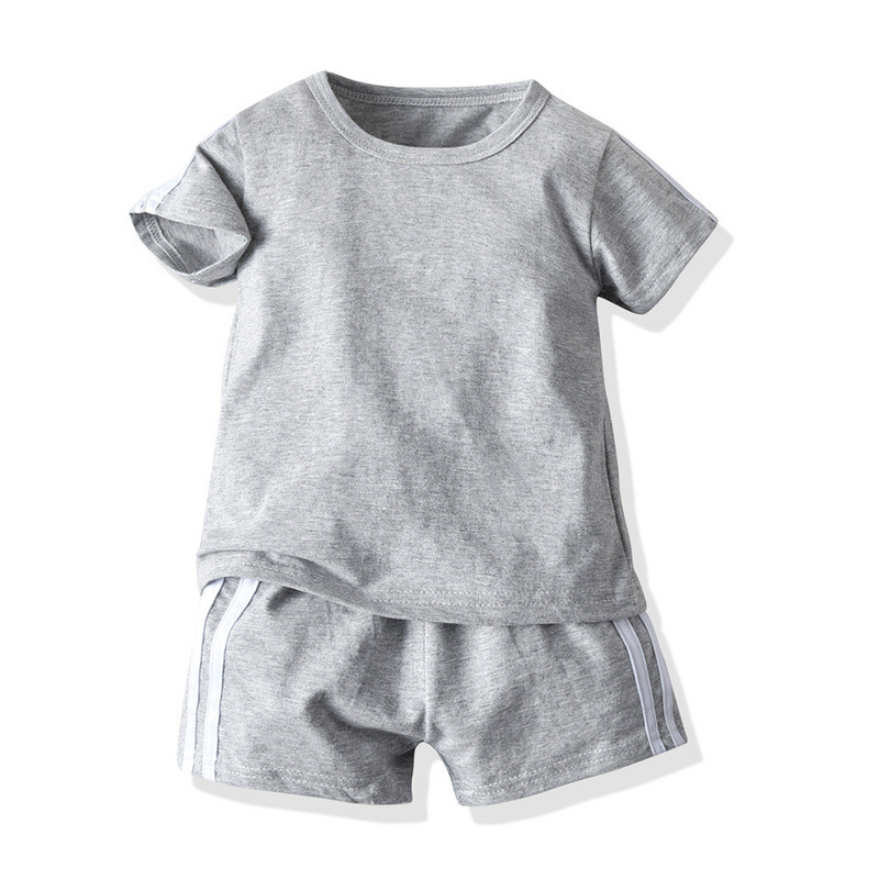 Conyson wholesale Custom Summer Children's Short-Sleeved Pullover Stationary Multi-Color Two-Piece Children's Clothing Kids Set