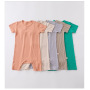 Conyson Wholesale Summer Unisex Baby Romper Short Sleeve One Piece Cotton Solid Knitted Infant Toddler Boys Clothes Romper