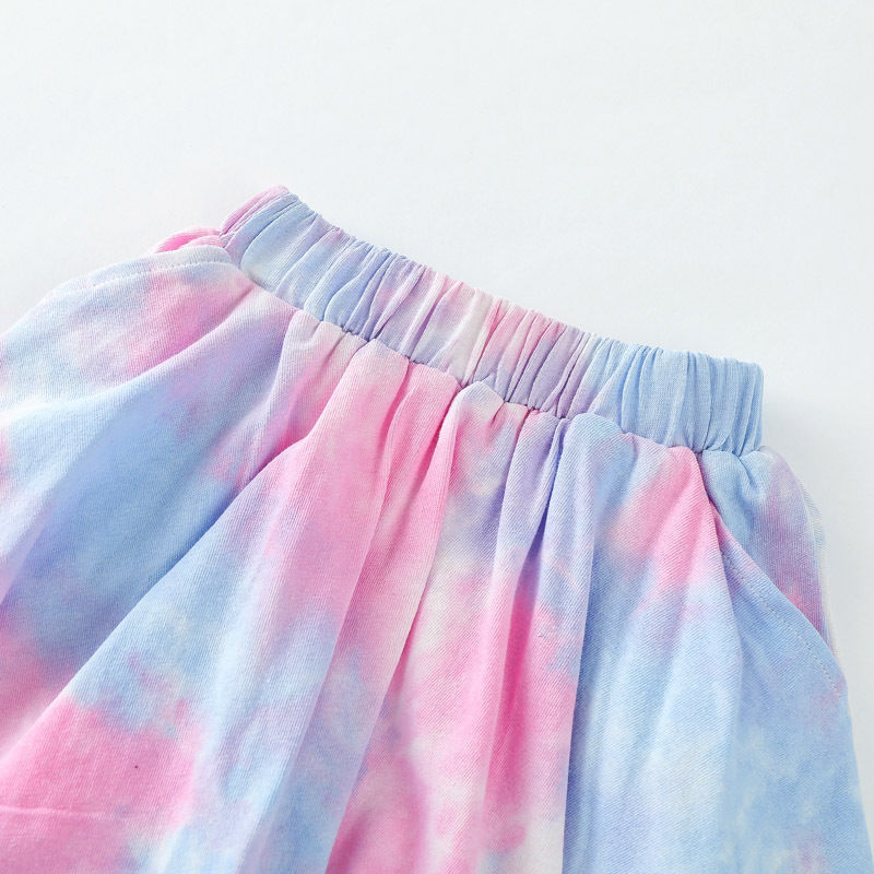 Conyson korea fashion teen kid Girl summer tie-dye t-shirt skirt cool clothes cotton casual children wear 2 pieces clothing sets