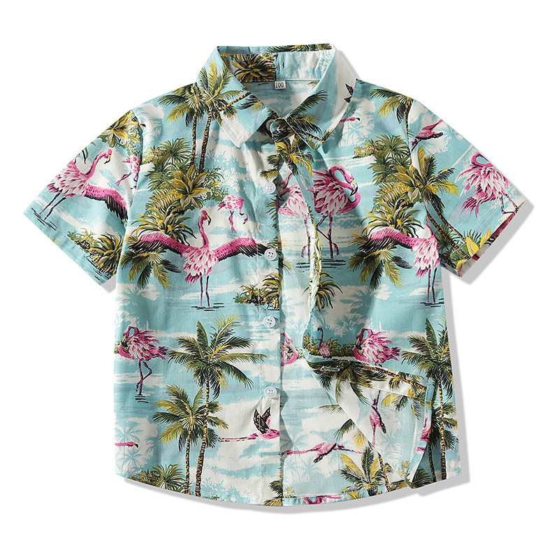Factory Wholesale Custom Button Lapel Print Cotton Casual Children Boy Fashion Shirt