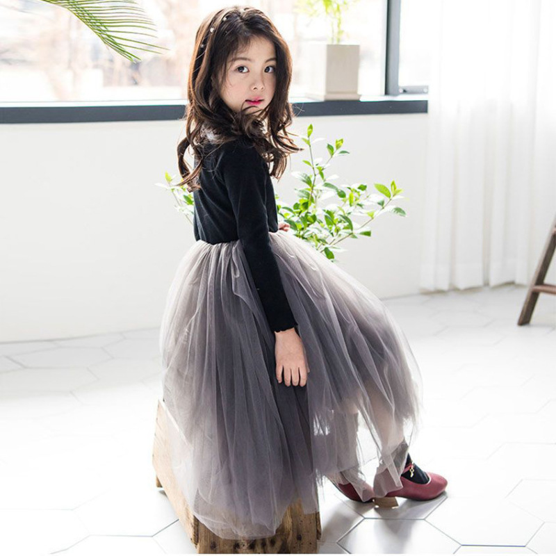 Conyson Wholesale Spring Clothing 3-15 Years Kids Long Sleeve Mesh Ballet Tulle Children Pink Dance Tutu Girls Dresses