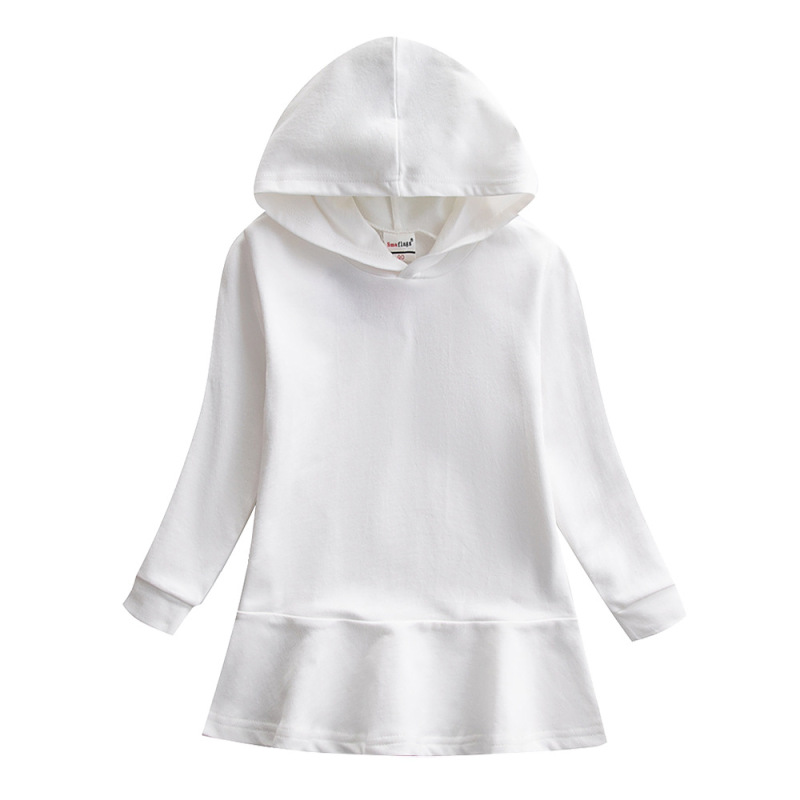 Conyson custom logo fashion hoodie Summer cotton baby Kids lotus leaf skirt clothes wear child long sleeve clothing girl Dresses