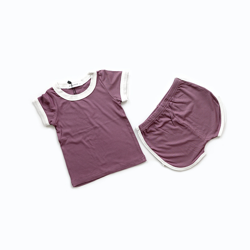 Conyson fashion korea summer short Sleeve pure color modal cotton suits Baby underwears Kids boys Girls' Sleepwear Pjs Pyjamas