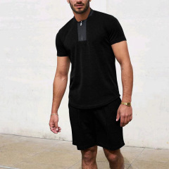 Conyson wholesale summer full set zip clothes customize logo jumpsuit top and short beach jogger 2 pieces tracksuit men sets