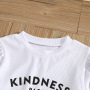 Conyson Spring Fall Custom 2Pcs Outfits Puff Sleeve+Denim Pants Cute Kids Casual Wear Girls Clothing Sets