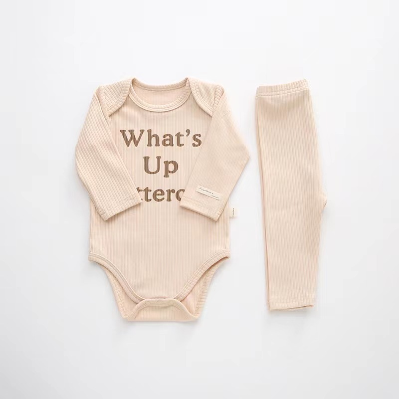 New Wholesale Conyson Baby Girl Boy Solid Quality Long Sleeve Round Neck Casual Sports Unisex Kids Clothing Set