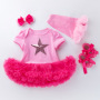 Conyson Pink Girls Baby Shoes Headband Christening Party Dresses Mesh Cartoon Cartoon Birthday Clothing Set