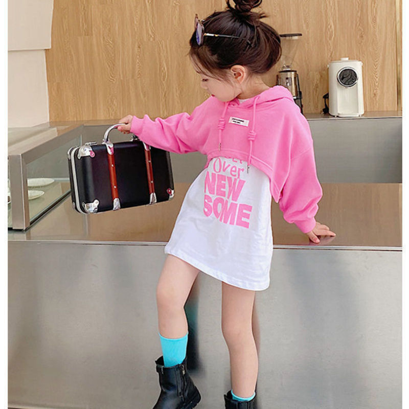 Conyson Wholesale Girls Spring Summer Kids Clothing New Baby Girls Long Sleeves 2Pcs Short Hoodies Dress Clothing Skirt Set Kids