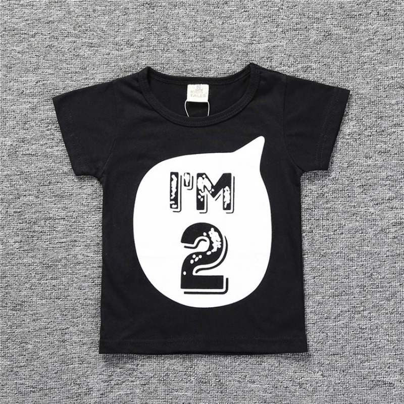 Conyson hot sale Fashion boutique Children's baby Korea kid print number low moq shirt wear Summer boy Girl clothing Top T-shirt