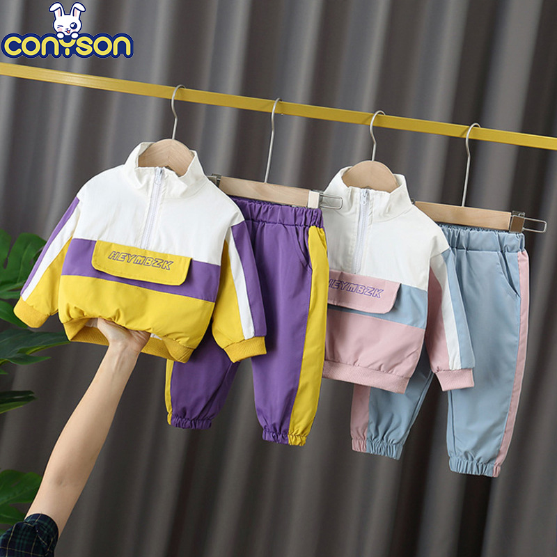 Conyson Fashion Autumn Baby Cotton Jacket Pants 2Pcs/Sets Boys Casual Costume Infant Clothing Kids Tracksuits