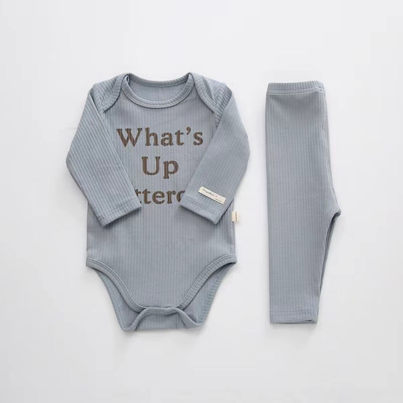 New Wholesale Conyson Baby Girl Boy Solid Quality Long Sleeve Round Neck Casual Sports Unisex Kids Clothing Set