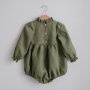 Custom Baby Bodysuit Long Sleeve Boutique Infant Clothing Girls Rompers Linen Baby Ruffle Romper