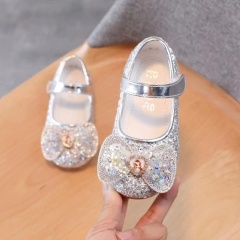 Conyson Fashionable New Arrival Spring Summer Comfortable Pu Hook & Loop Princess Bow Shoes Little Child Girl Low Heeled Sandals