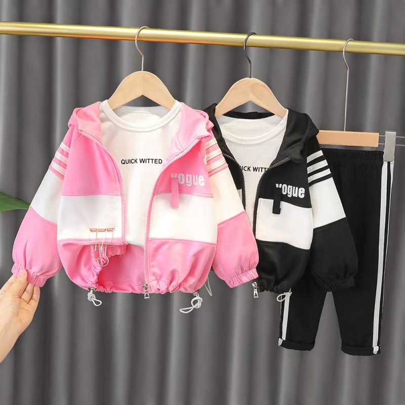 Conyson Casual Baby Girl Zipper Clothes Set Cute Hooded Sportswear Letter Infant Girls Long Sleeve Outfit 2Pcs Tracksuit