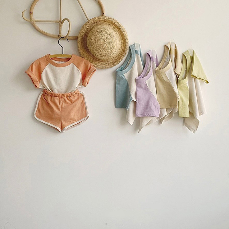 Conyson Wholesale Hot Fashion Cotton Summer Worsted Kids Clothes Summer Sleeve Baby Boys Girls Outfits Cotton Two Piece Clothes