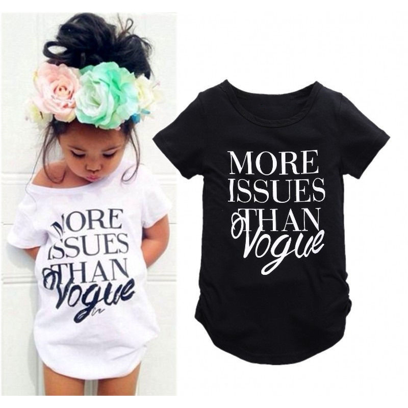 Summer New Children Solid Color Short-sleeved Letter Print T-shirt Girls Popular Design Young Girl Baby T-shirt Top Clothing