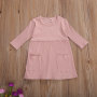Conyson Spring Cotton Causal Kids Clothes Infant Baby Girls Knit Three Quarter Sleeve Solid Pocket Princess Flower A-line Dress