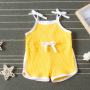 Conyson Summer Sling Shorts Girls' Fashion Sports Beach Pants Clothing Jumpsuit Solid Bowknot Tank Top Knit Kids Girl Sweatshirt