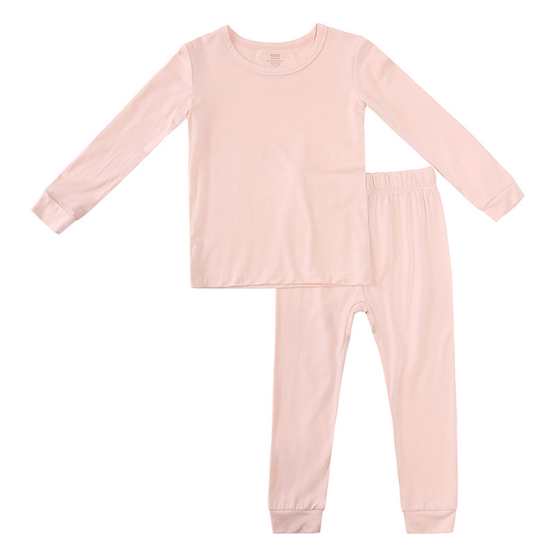 Conysony Hot Sale Unisex Soft Bamboo Long Sleeve Solid Color Leggings Kids Loungewear 2 Pieces Underwear Pajamas Kids Sets