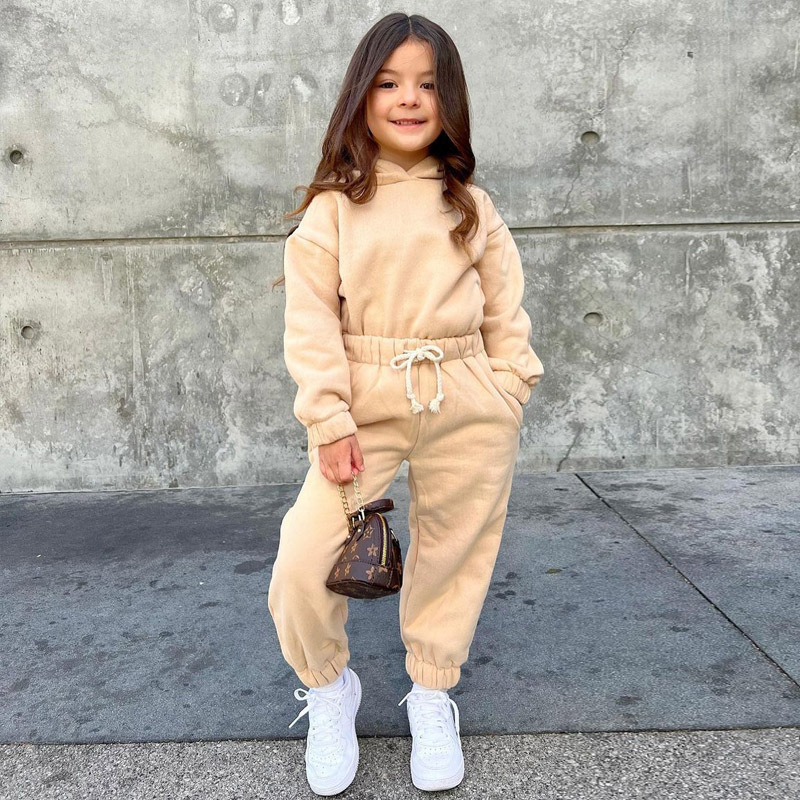Conyson Custom LOGO Children Clothes Suit Hoodies Jogging Outfits Fashion 2 Piece Kids Tracksuit Sweatsuit Girl Clothing Set
