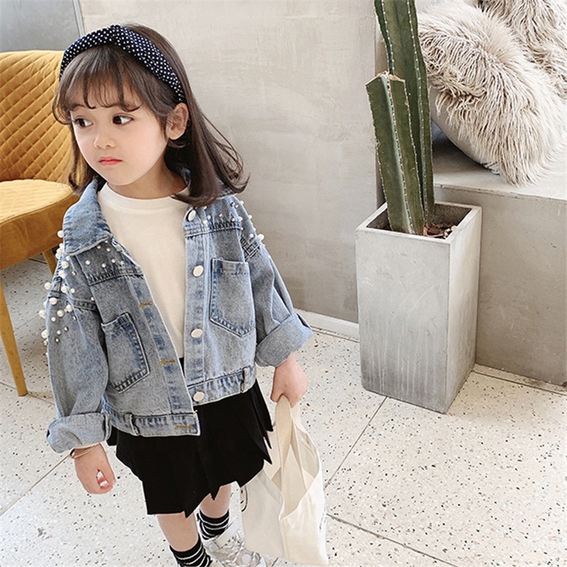 2021 New Kid Girl Denim Blue Jacket Toddler Girls Fashion Winter Outdoor Denim Top Jacket