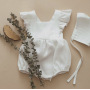 Summer Seersucker Linen Onesie Kids Girls Rompers Ruffle Baby Clothing New Selling Jumpsuit Baby Sleeve Jumpsuit Baby Romper