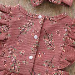 Conyson Summer Baby Clothes Flower Romper With Headband Outdoor Wear Cuter For Infant Baby Girls Romper
