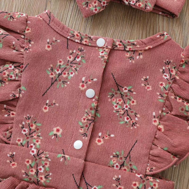 Conyson Summer Baby Clothes Flower Romper With Headband Outdoor Wear Cuter For Infant Baby Girls Romper